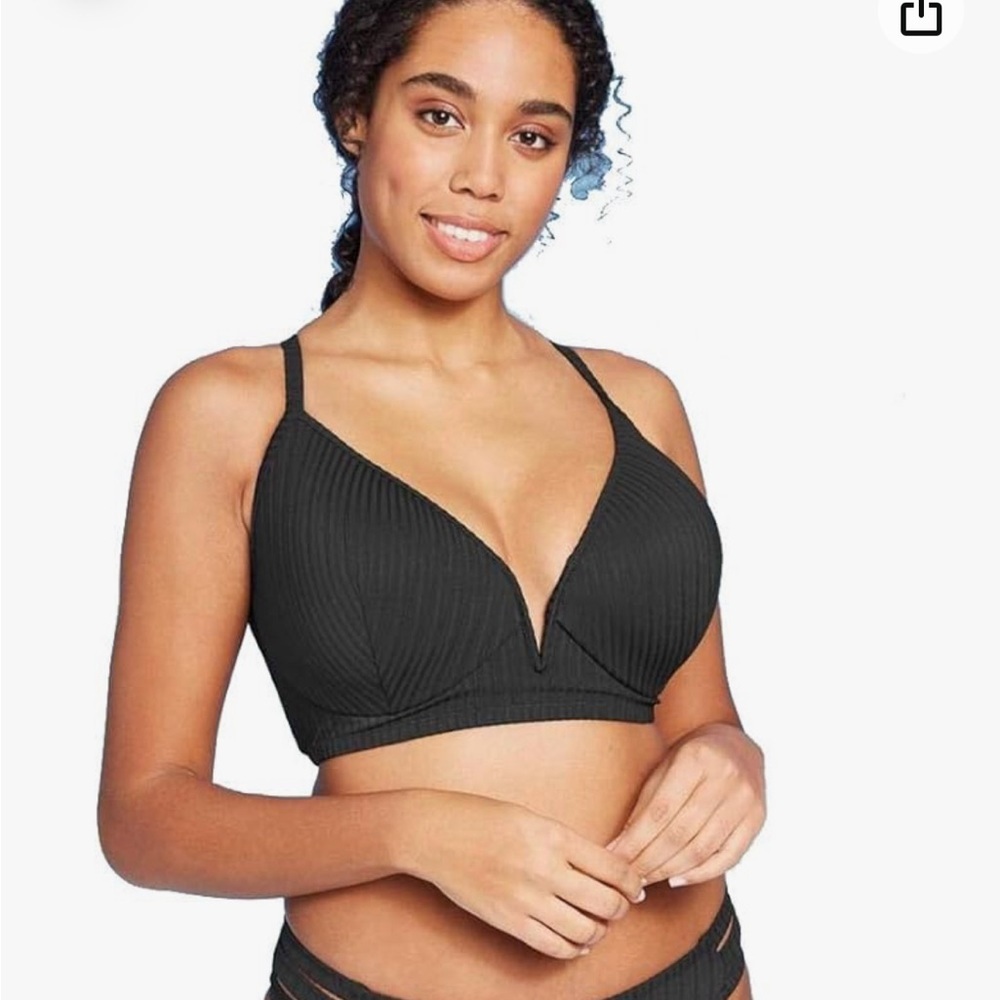 Shade & Shore Women's Lightly Lined v-Wire Ribbed Bikini top 34B